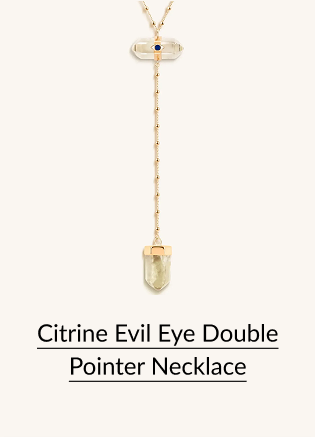 Citrine Evil Eye Double Pointer Necklace