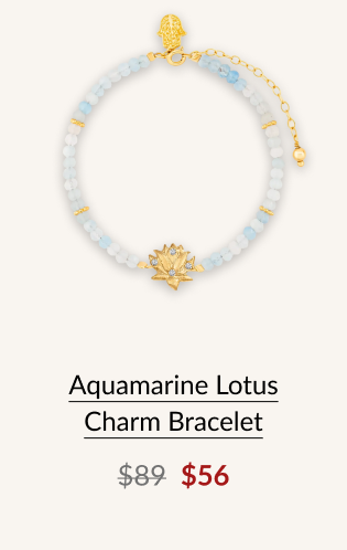 Aquamarine Lotus Charm Bracelet