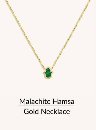 Malachite Hamsa Gold Necklace