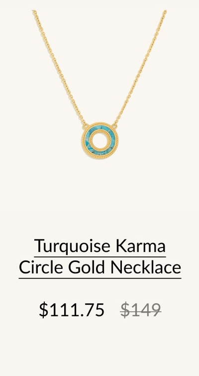 Turquoise Karma Circle Gold Necklace