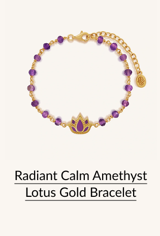 Radiant Calm Amethyst Lotus Gold Bracelet