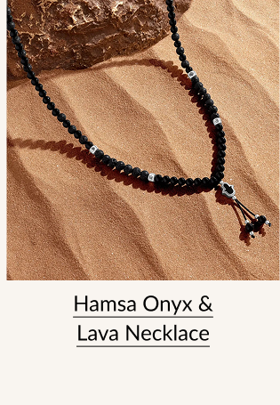 Hamsa Onyx & Lava Necklace