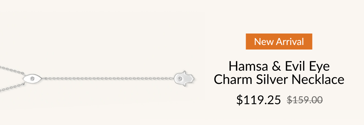 Hamsa & Evil Eve Charm Silver Necklace $119.25