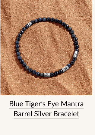 Blue Tiger's Eye Mantra Barrel Silver Bracelet