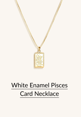 White Enamel Pisces Card Necklace