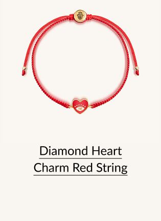 Diamond Heart Charm Red String