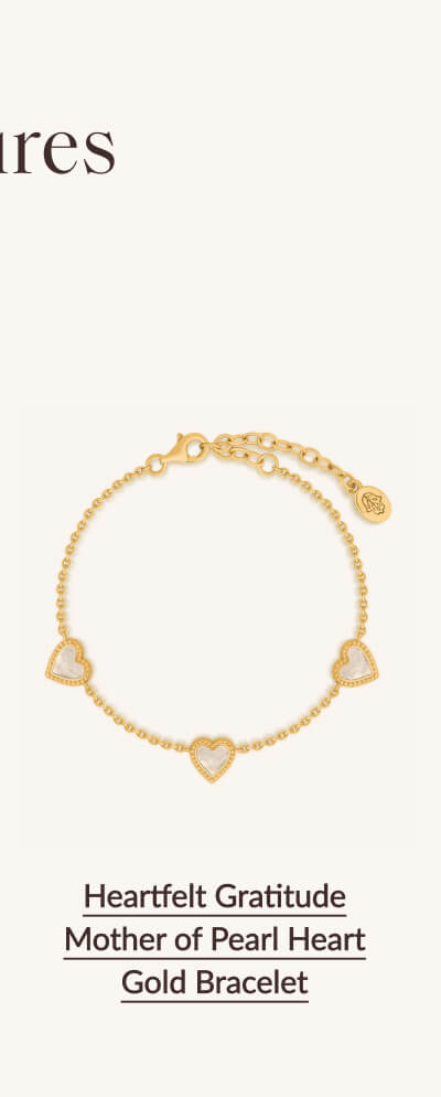 Timeless Treasures  To Adore - Shop Heartfelt Gratitude Mother of Pearl Heart Gold Bracelet