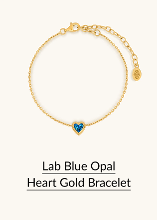 Lab Blue Opal Heart Gold Bracelet