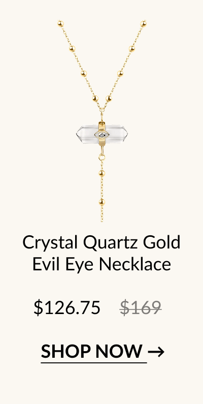 Crystal Quartz Gold Evil Eye Necklace $126.75