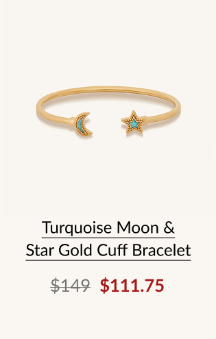 Turquoise Moon & Star Gold Cuff Bracelet