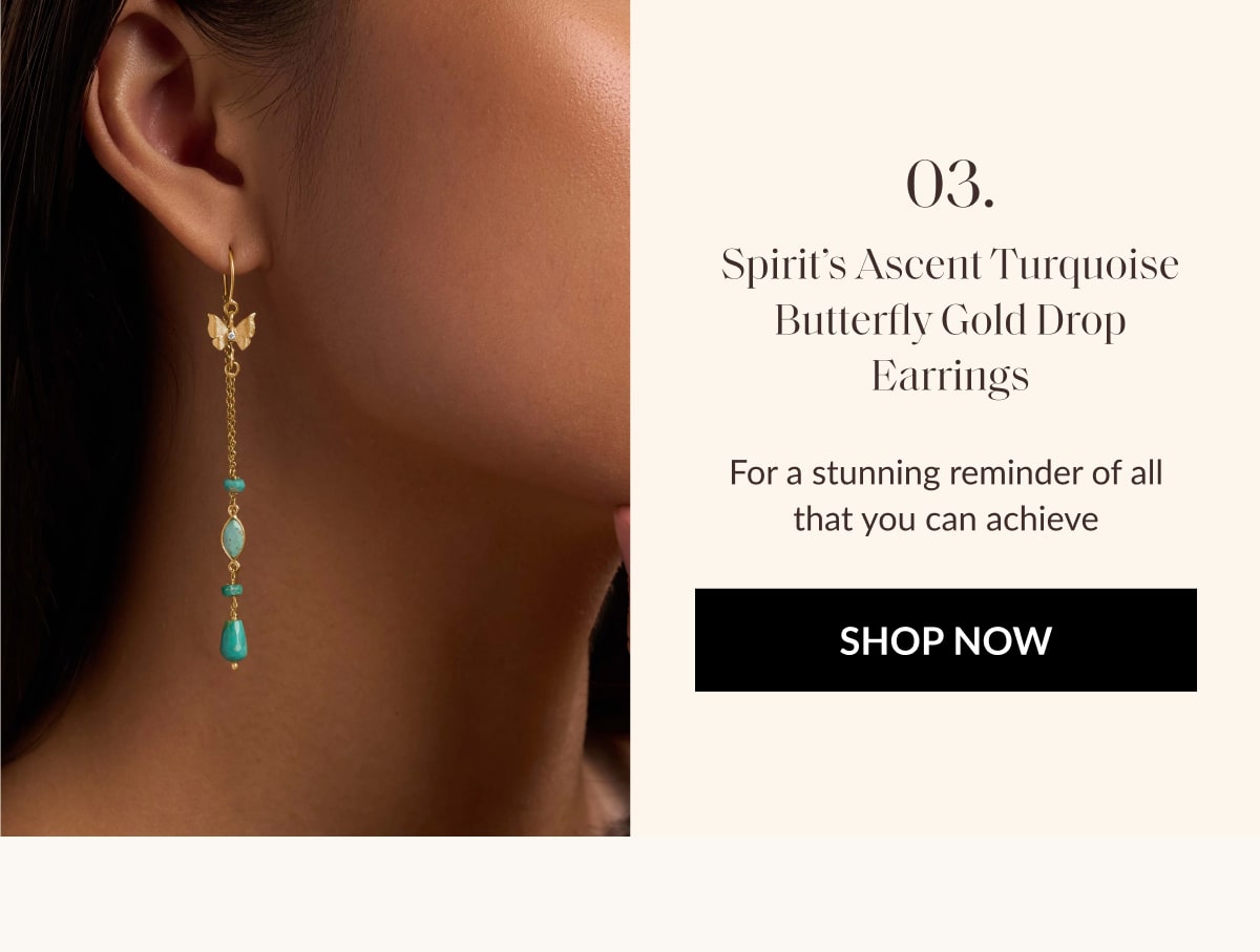 Spirit's Ascent Turquoise Butterfly Gold Drop Earrings