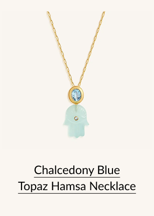 Chalcedony Blue Topaz Hamsa Necklace