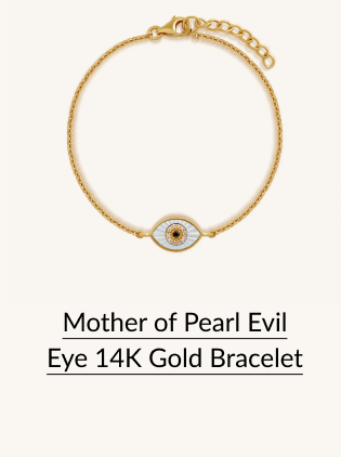 Mother of Pearl Evil Eye 14K Gold Bracelet