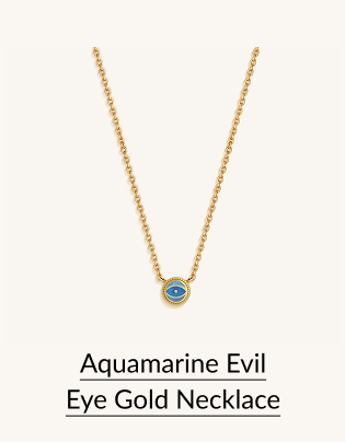 Aquamarine Evil Eye Gold Necklace