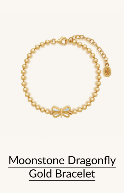 Moonstone Dragonfly Gold Bracelet