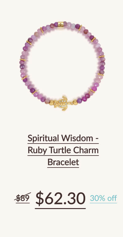 Spiritual Wisdom - Ruby Turtle Charm Bracelet