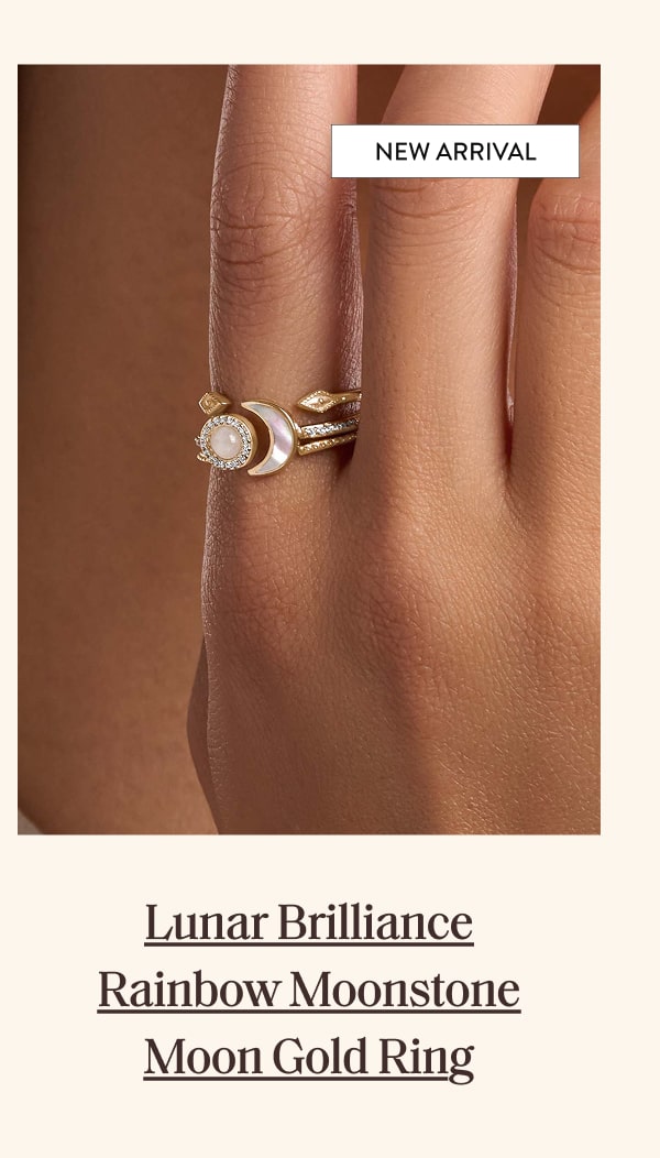 Lunar Brilliance Rainbow Moonstone Moon Gold Ring 