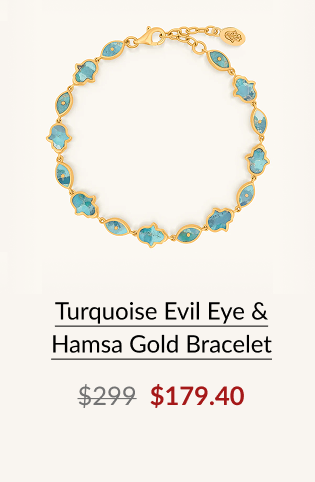 Turquoise Evil Eye & Hamsa Gold Bracelet
