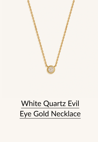 White Quartz Evil Eye Gold Necklace