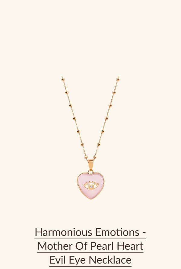 Harmonious Emotions - Mother Of Pearl Heart Evil Eye Necklace