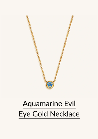 Aquamarine Evil Eye Gold Necklace