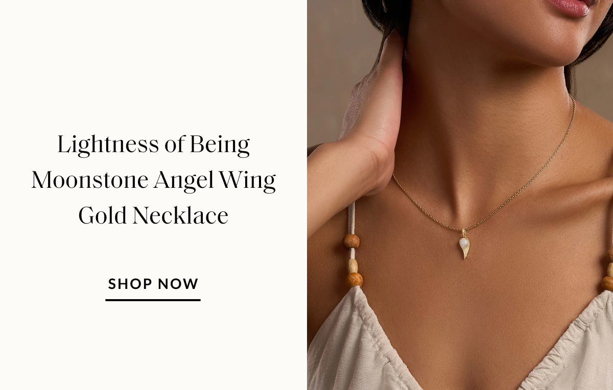 Lightness of Being Moonstone Angel Wing Gold Necklace