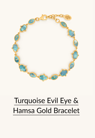 Turquoise Evil Eye & Hamsa Gold Bracelet