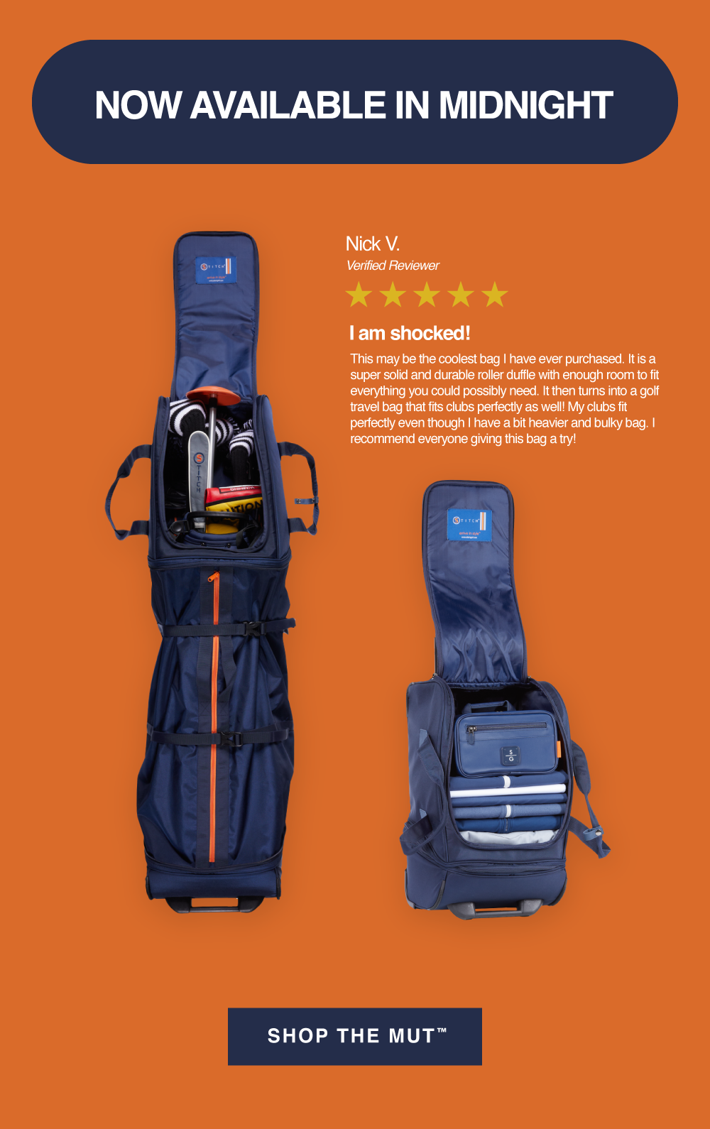 Roller Duffle 🤝 Golf Travel Bag Now Available In Midnight Stitch Golf