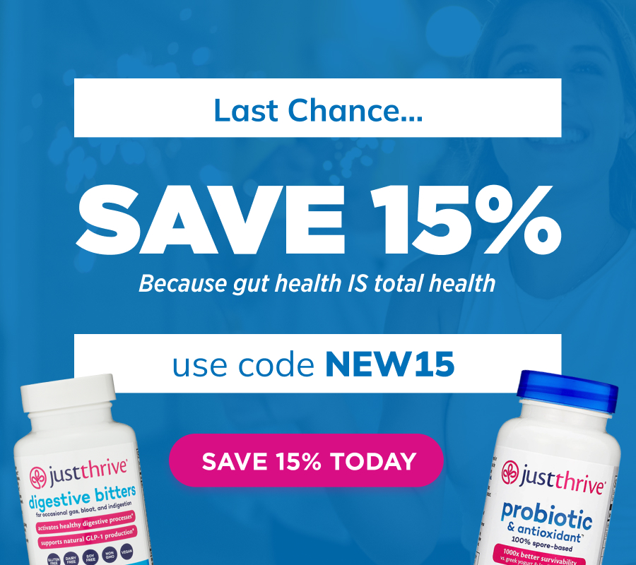 Just Thrive New Year's sale header image - Last Chance to Save 15%