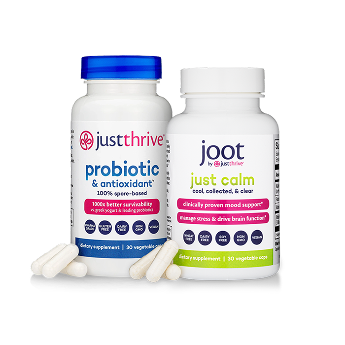 Just Thrive Probiotic and Just Calm bottle images