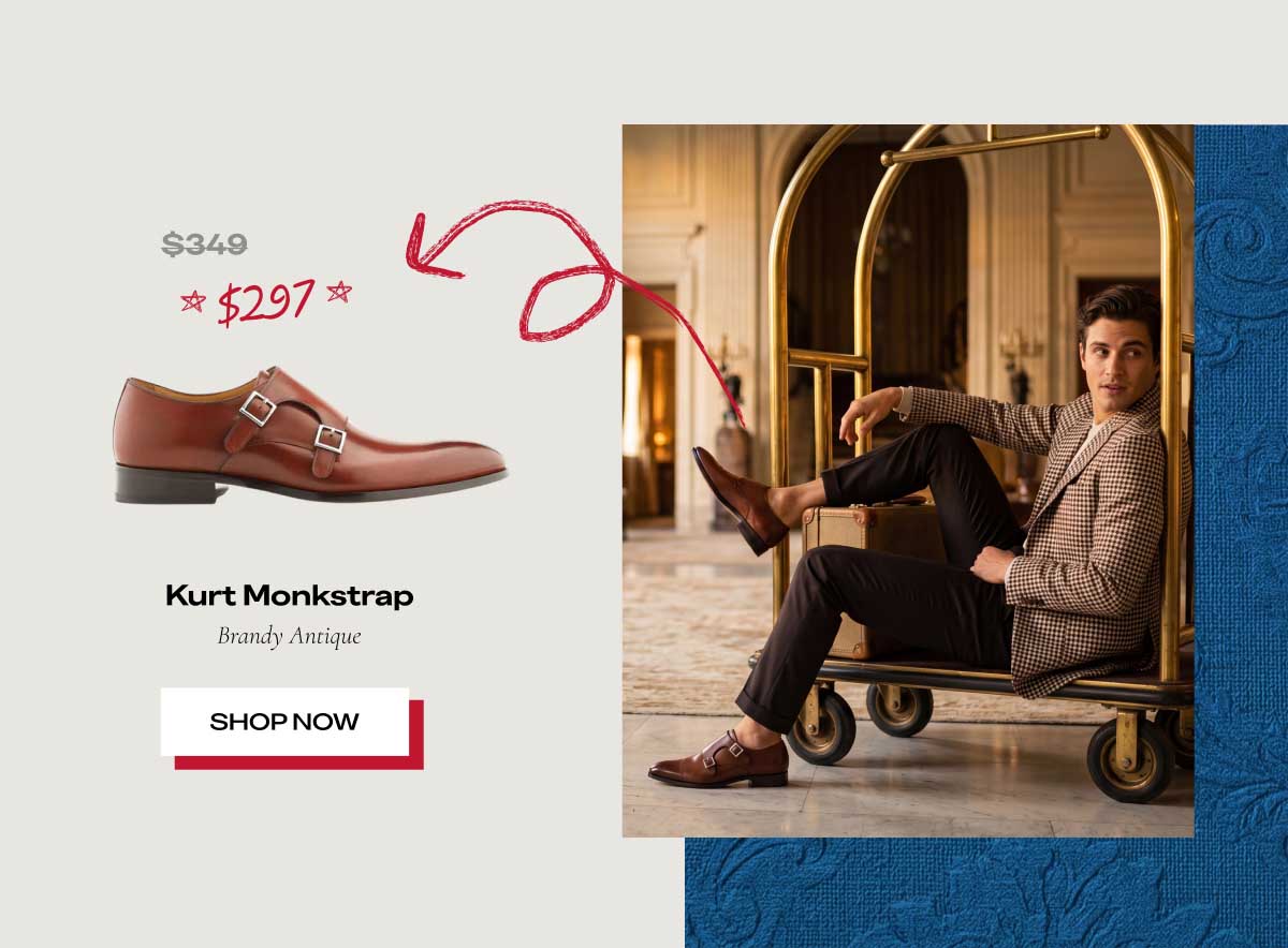 ~~$348~~ $297 Kurt Monkstrap Cognac Antique [SHOP NOW]