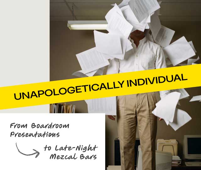 UNAPOLOGETICALLY INDIVIDUALFrom Boardroom Presentations $\longrightarrow$ to Late-Night Mezcal BarsCreated through a hand-painted process where no two pairs are identical, this signature silhouette brings sharp contrast to corporate drab. Pair it with tailored slacks or bold patterned socks to retain your edge without saying a word.