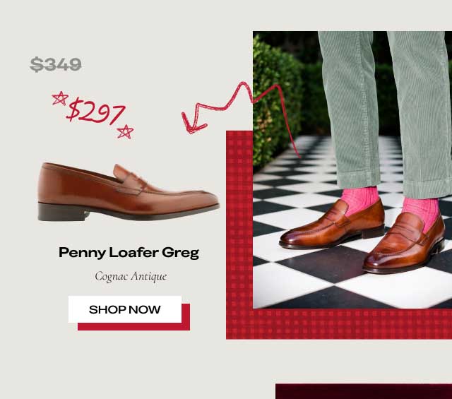 ~~$348~~ $297 Penny Loafer Greg Cognac Antique [SHOP NOW]