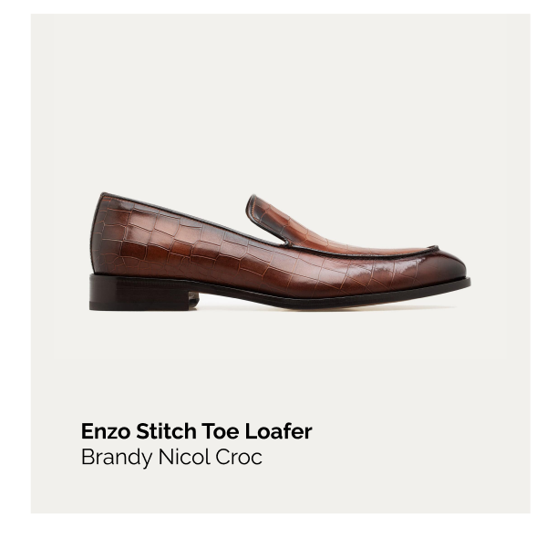 Enzo Stitch Toe Loafer in Brandy Nicol Croc
