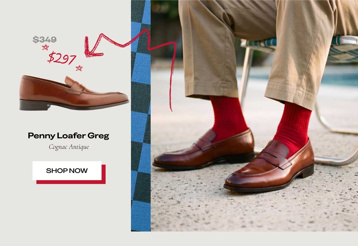 ~~$348~~ $297 Penny Loafer Greg Cognac Antique [SHOP NOW]