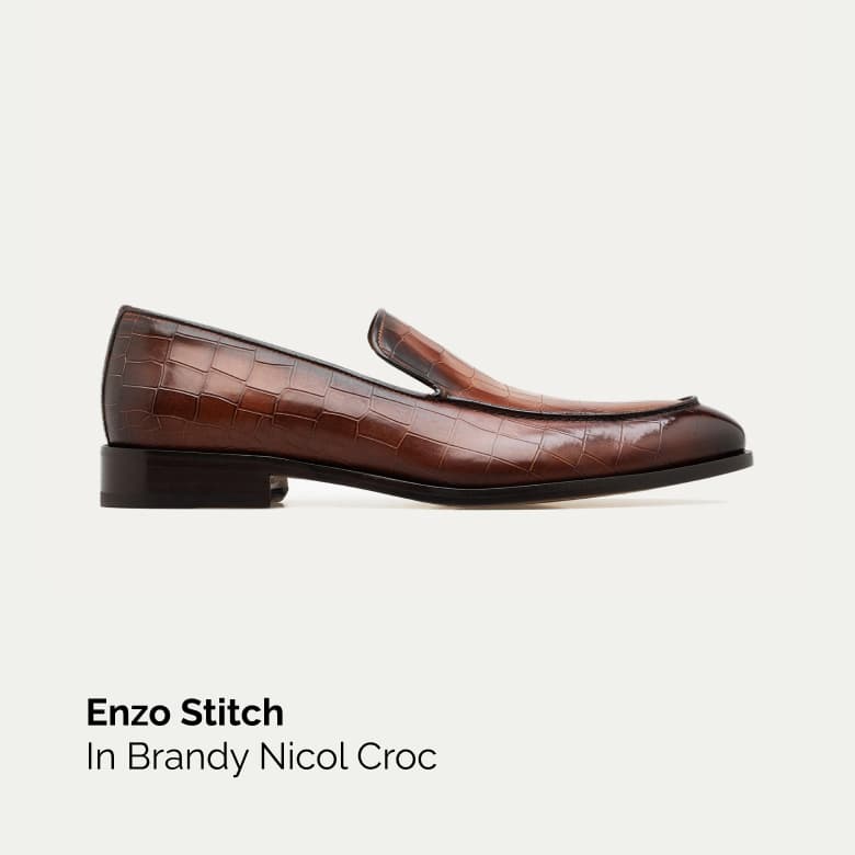 Enzo Stitch in Brandy Nicol Croc