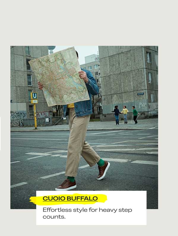 BLACK BUFFALO A sleek upgrade to your airport uniform. CUOIO BUFFALO Effortless style for heavy step counts. The Concierge Recommendation A minimalist silhouette that beats the dress code without the heavy luggage. See All Colors