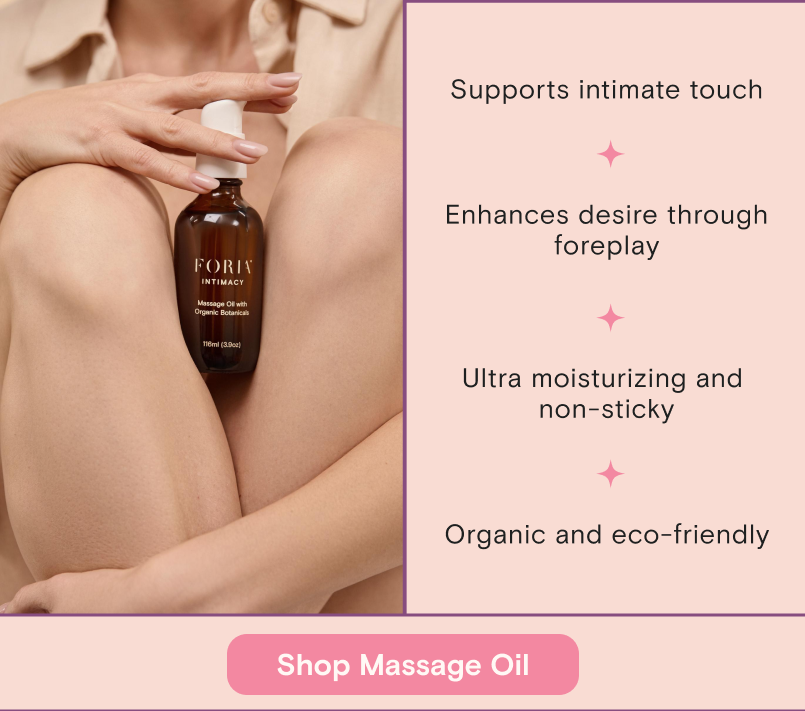 Intimacy Massage Oil Use it to turn touch into connection—whether it's foreplay, afterplay or a sensual massage. Let your hands explore, your bodies relax and the moment deepen together.  No mess, no sticky aftermath. Just pure effortless connection. [Shop Now]  Made with botanicals  Ginger Ylang-ylang Oakmoss Cardamom Vanilla [Learn More]  Supports intimate touch Enhances desire through foreplay Ultra moisturizing and non-sticky Organic and eco-friendly
