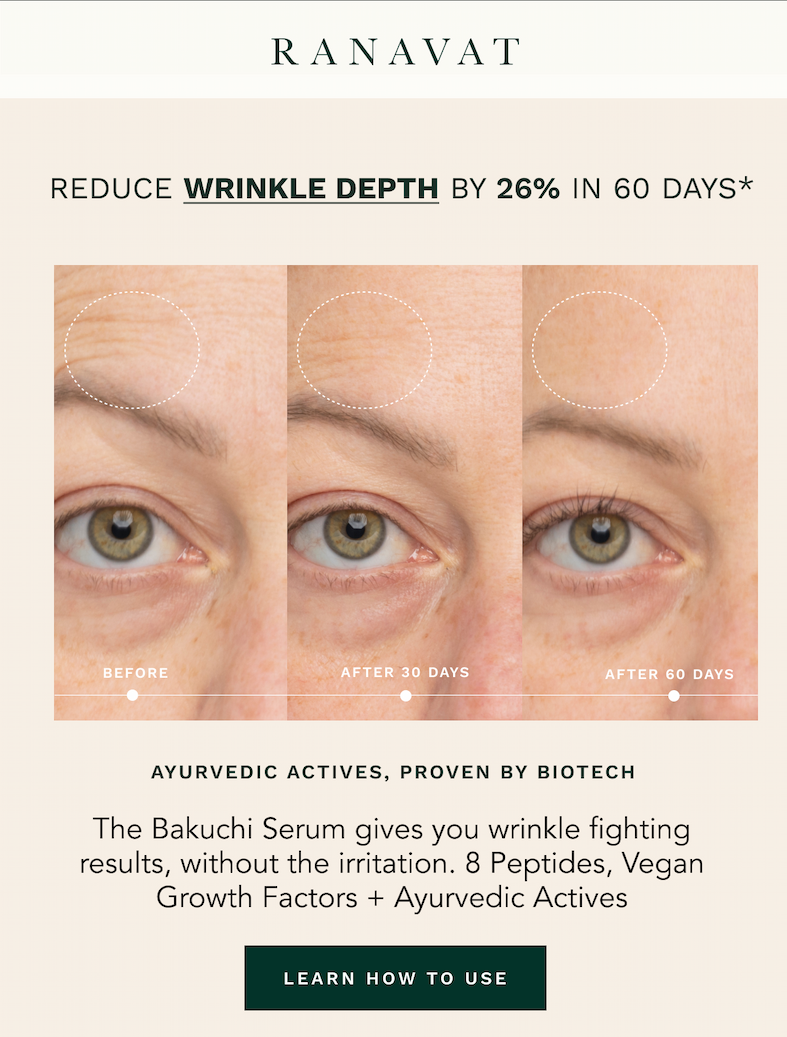26% wrinkle depth reduction in 60 days*
