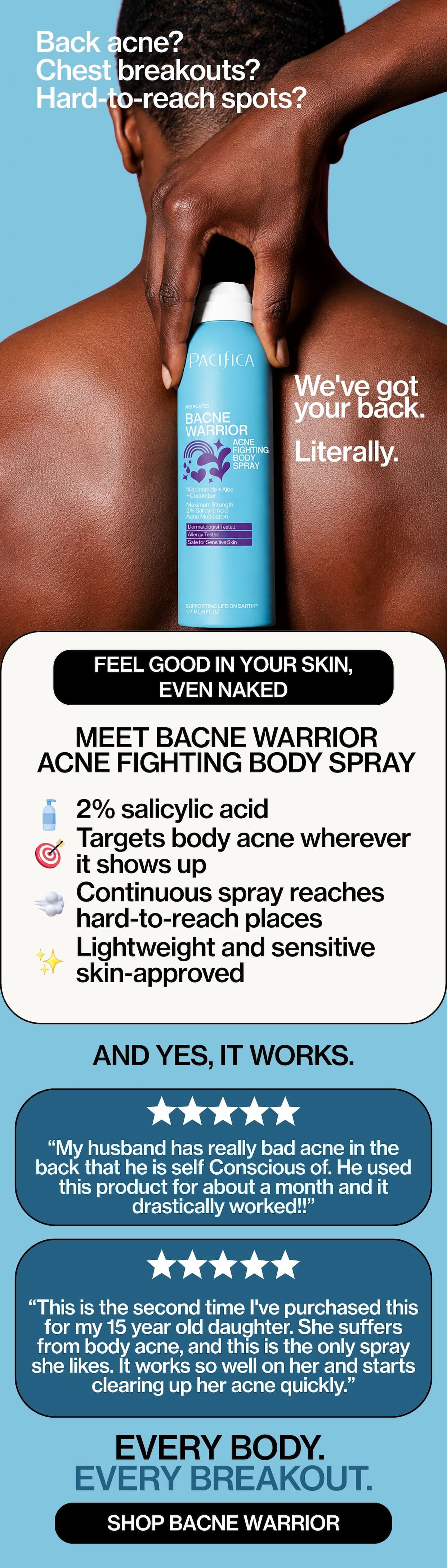 Shop Bacne Warrior Acne Fighting Body Spray