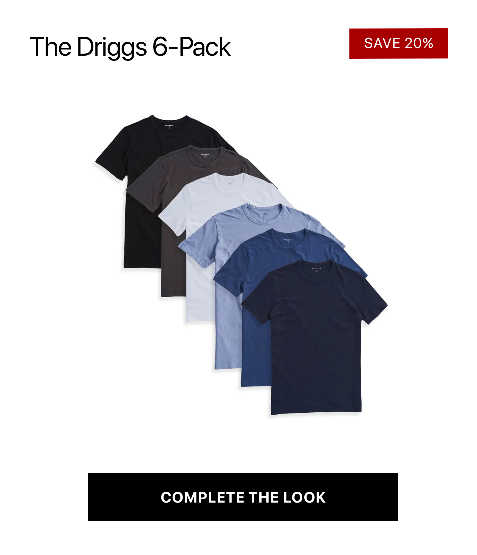 Classic Crew Driggs Tee 6-pack