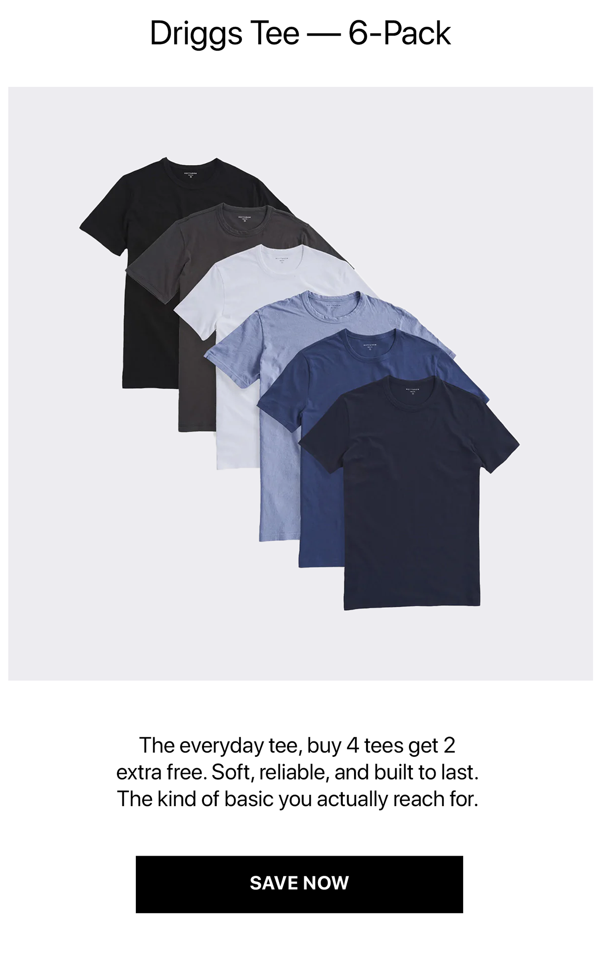 Classic Crew Driggs Tee 6-pack
