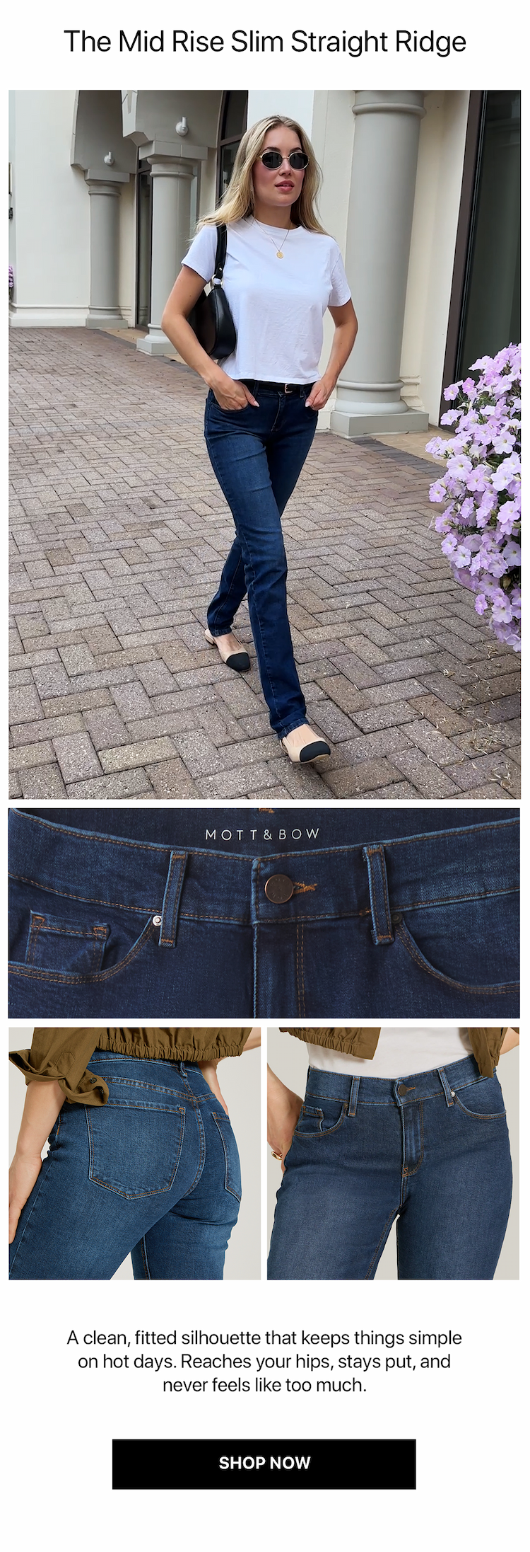 Mid Rise Slim Straight Ridge Jeans