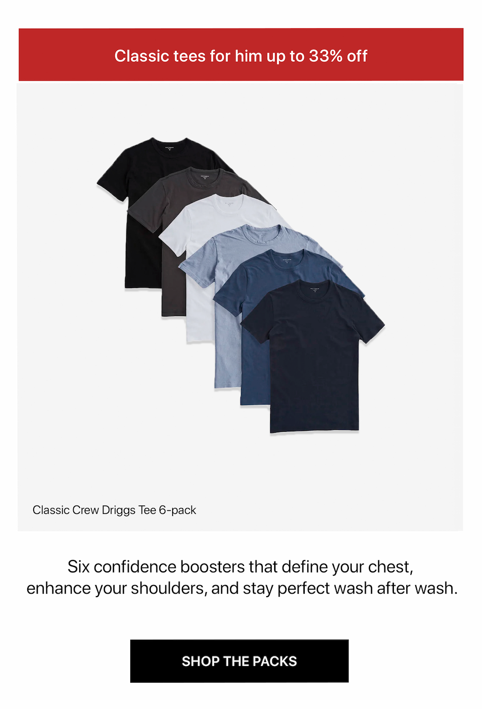 Classic Crew Driggs Tee 6-pack