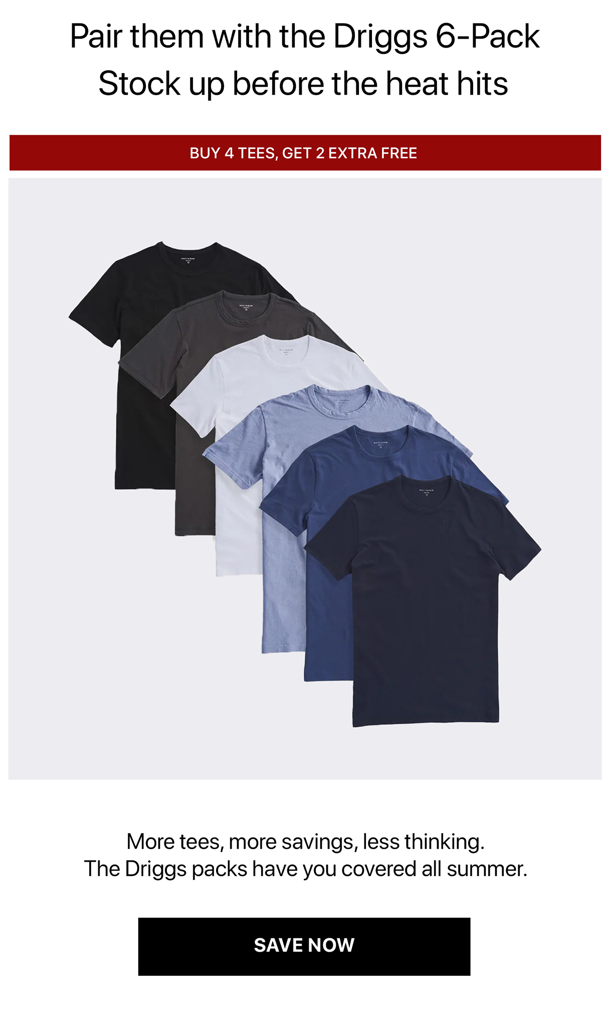 Classic Crew Driggs Tee 6-pack