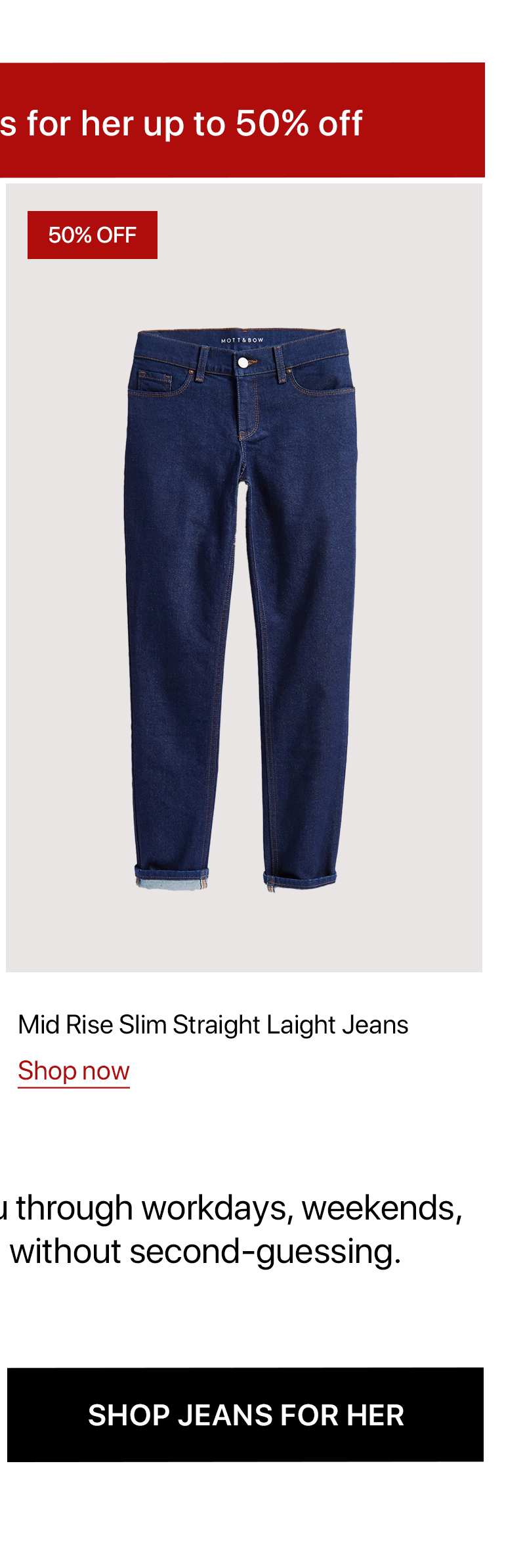 Mid Rise Slim Straight Laight Jeans