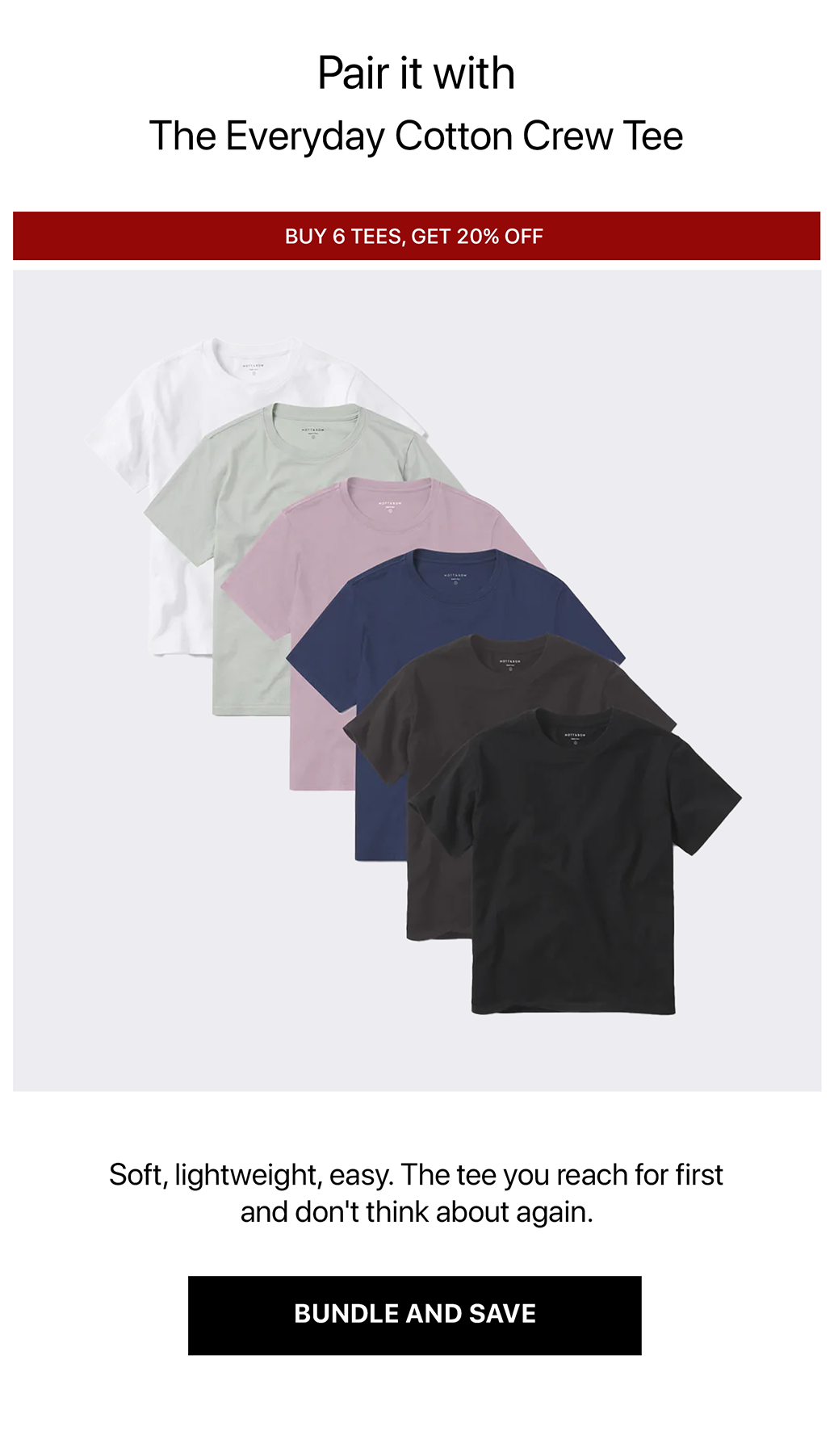 Everyday Cotton Crew Tee 6-packs