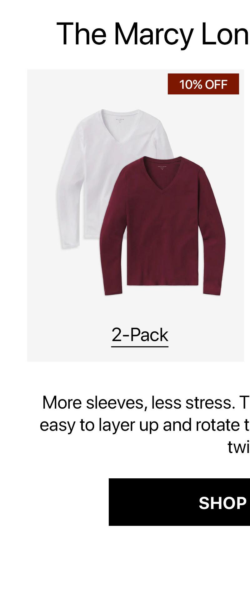 Long Sleeve V-Neck Tee Marcy 2-Pack