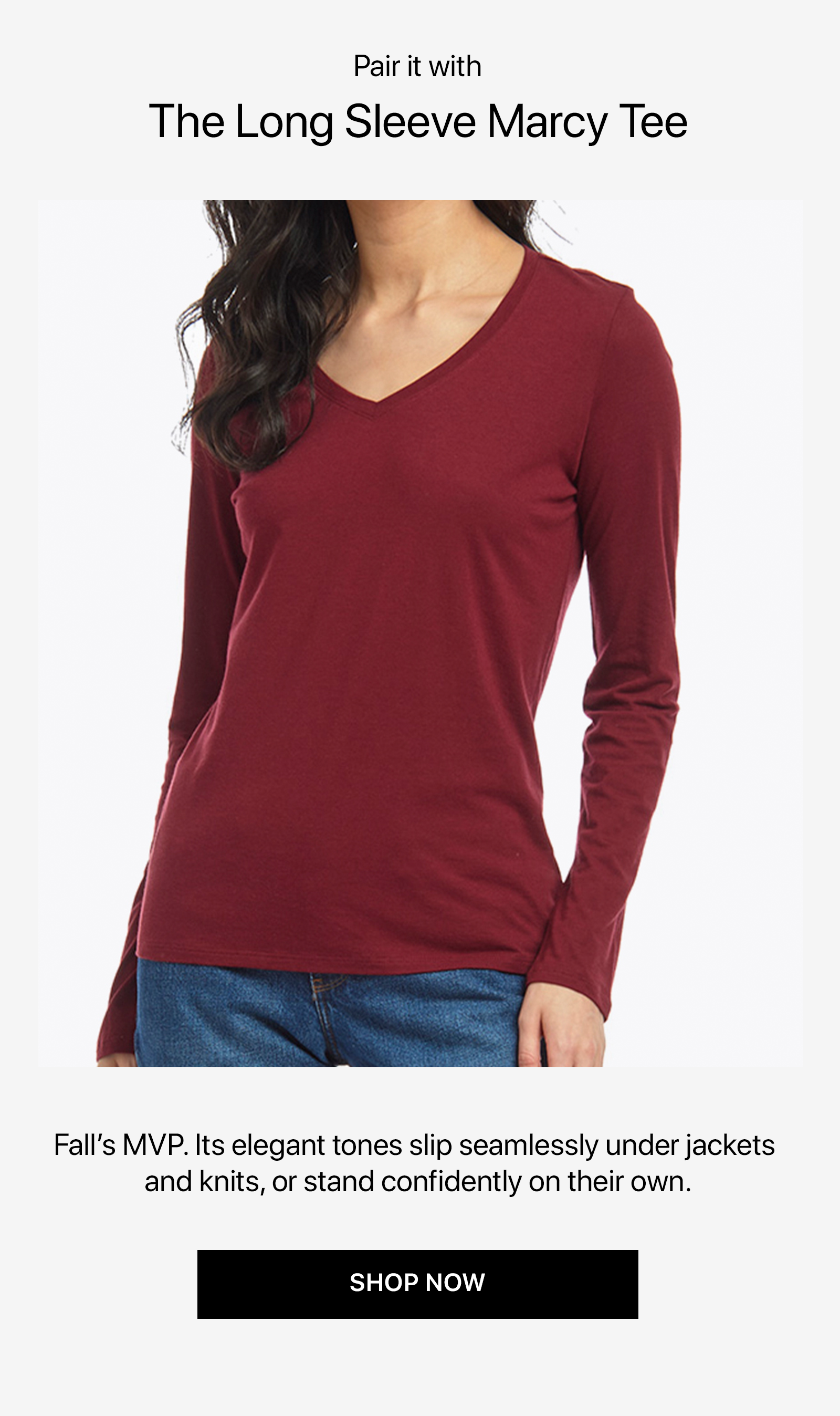 Long Sleeve V-Neck Tee Marcy