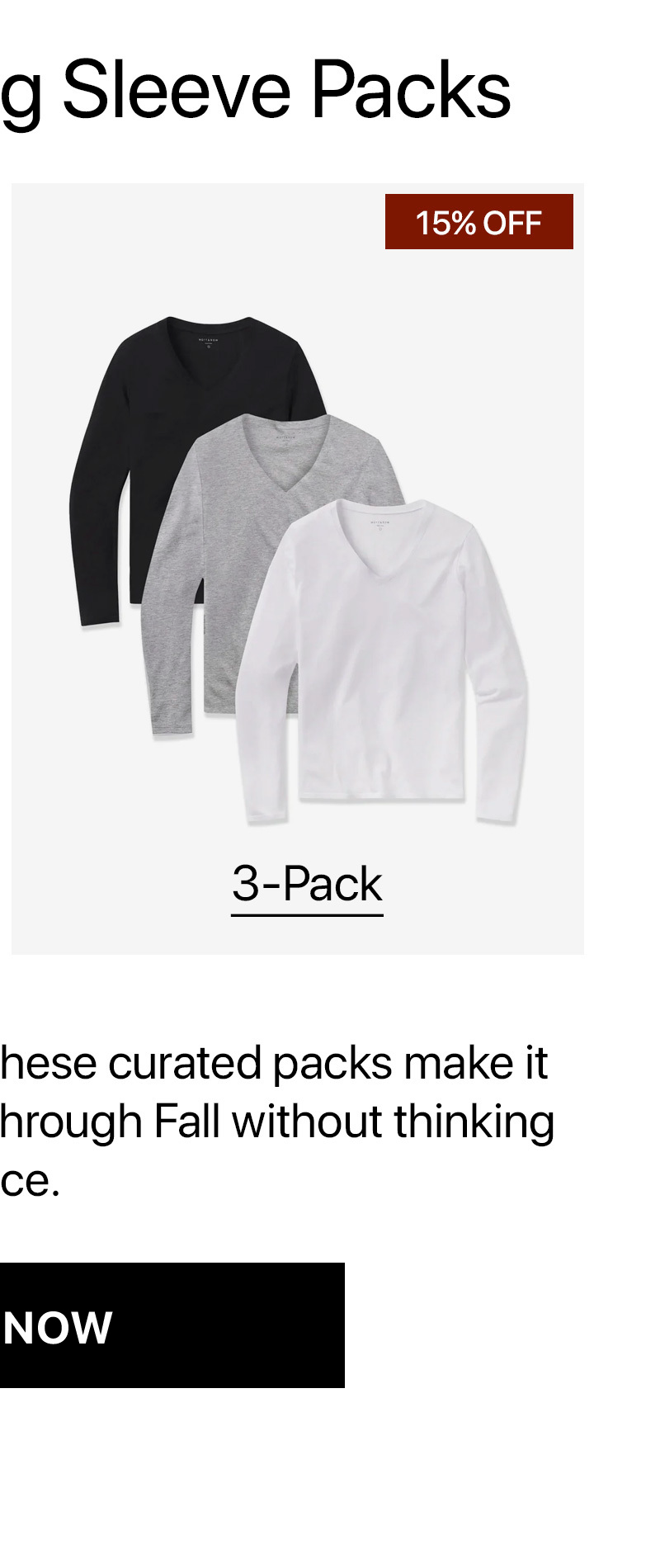 Long Sleeve V-Neck Tee Marcy 3-Pack